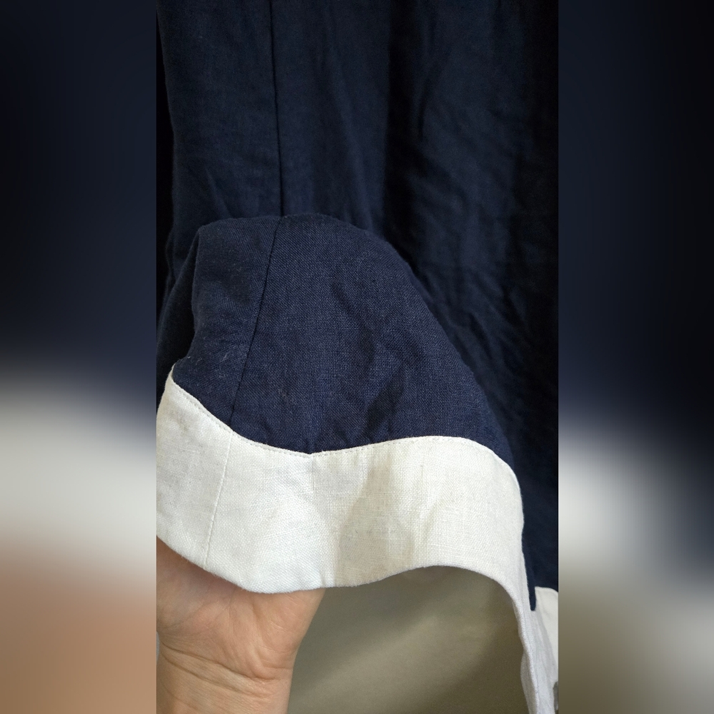 Staud Luciana Navy White Linen Long Maxi Skirt Size 2 - Picture 4 of 11